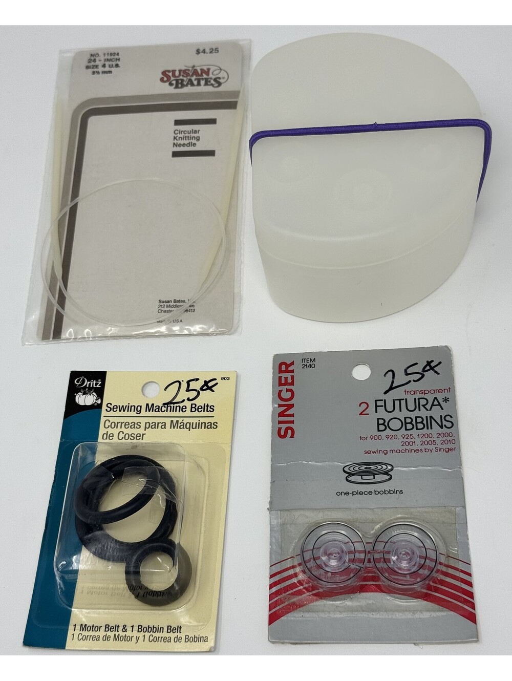 Assorted Sewing Singer Futura Transparent Bobbins & Multi-Bobbin Storage Case